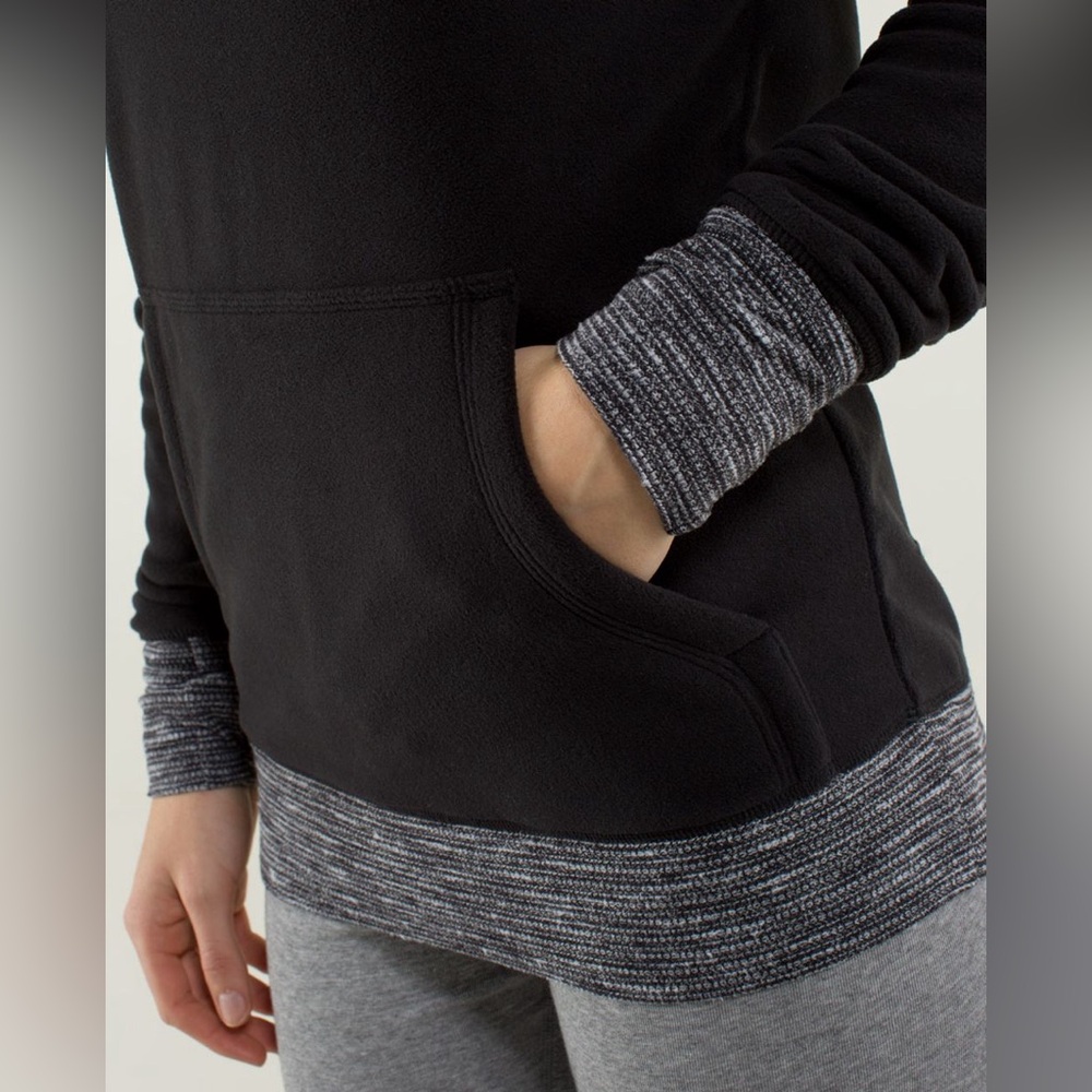 Lululemon Athletica Black/ Coco Pique Runaway Fleece Pullover Hoodie size XS EUC - Picture 6 of 14